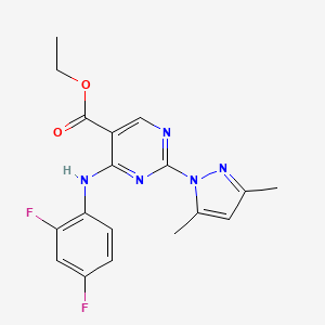 molecular formula C18H17F2N5O2 B12638981 ethyl 4-[(2,4-difluorophenyl)amino]-2-(3,5-dimethyl-1H-pyrazol-1-yl)pyrimidine-5-carboxylate 