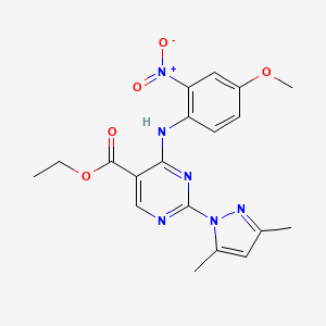 molecular formula C19H20N6O5 B12639136 ethyl 2-(3,5-dimethyl-1H-pyrazol-1-yl)-4-[(4-methoxy-2-nitrophenyl)amino]pyrimidine-5-carboxylate 