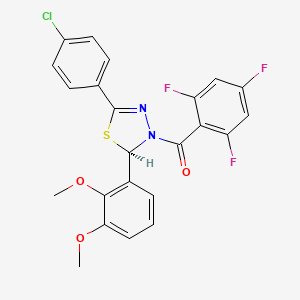 molecular formula C23H16ClF3N2O3S B12639170 Methanone,[(2R)-5-(4-chlorophenyl)-2-(2,3-dimethoxyphenyl)-1,3,4-thiadiazol-3(2H)-yl](2,4,6-trifluorophenyl)- 