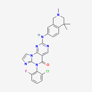 Imidazo[1,2-a]pyrimido[5,4-e]pyrimidin-5(6H)-one, 6-(2-chloro-6-fluorophenyl)-2-[(1,2,3,4-tetrahydro-2,4,4-trimethyl-7-isoquinolinyl)amino]-