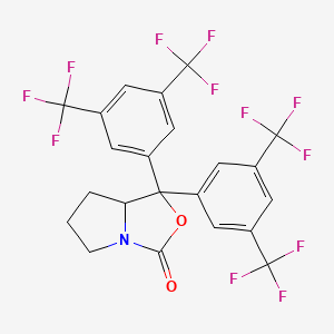 molecular formula C22H13F12NO2 B12639176 (R)-1,1-bis(3,5-bis(trifluoromethyl)phenyl)tetrahydropyrrolo[1,2-c]oxazol-3(1H)-one 