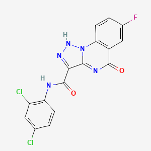 molecular formula C16H8Cl2FN5O2 B12639199 C16H8Cl2FN5O2 