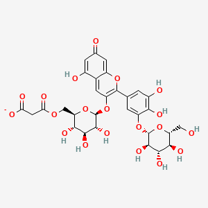 2-[3-(beta-D-glucopyranosyloxy)-4,5-dihydroxyphenyl]-7-hydroxy-5-oxidochromenium-3-yl 6-O-(carboxylatoacetyl)-beta-D-glucopyranoside
