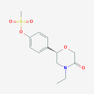 molecular formula C13H17NO5S B12639310 4-[(2S)-4-Ethyl-5-oxomorpholin-2-yl]phenyl methanesulfonate CAS No. 920799-58-2