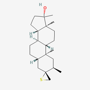 molecular formula C22H36OS B12639335 (2R,3R,5S,8R,9S,10S,13S,14S,17S)-2,10,13,17-tetramethylspiro[2,4,5,6,7,8,9,11,12,14,15,16-dodecahydro-1H-cyclopenta[a]phenanthrene-3,2'-thiirane]-17-ol 