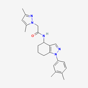 molecular formula C22H27N5O B1263939 N-[1-(3,4-dimethylphenyl)-4,5,6,7-tetrahydroindazol-4-yl]-2-(3,5-dimethyl-1-pyrazolyl)acetamide 