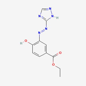 molecular formula C11H11N5O3 B12639391 Ethyl 4-oxo-3-[2-(1H-1,2,4-triazol-5-yl)hydrazinylidene]cyclohexa-1,5-diene-1-carboxylate CAS No. 918878-59-8