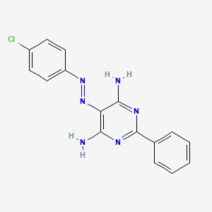 molecular formula C16H13ClN6 B12639440 5-[(E)-(4-Chlorophenyl)diazenyl]-2-phenylpyrimidine-4,6-diamine CAS No. 919833-13-9