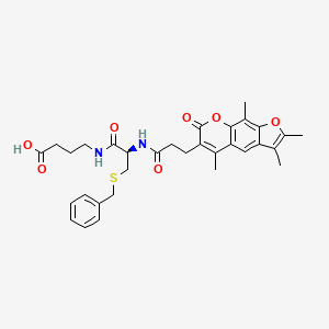 molecular formula C32H36N2O7S B12639472 4-({S-benzyl-N-[3-(2,3,5,9-tetramethyl-7-oxo-7H-furo[3,2-g]chromen-6-yl)propanoyl]-L-cysteinyl}amino)butanoic acid 