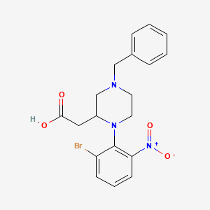 2-[4-Benzyl-1-(2-bromo-6-nitrophenyl)piperazin-2-yl]acetic acid