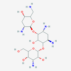 molecular formula C18H37N5O9 B1263966 (2S,3R,4R,5S)-4-amino-2-[(3R,4R,6R)-4,6-diamino-3-[[(2S,3R,5S)-3-amino-6-(aminomethyl)-5-hydroxy-2-oxanyl]oxy]-2-hydroxycyclohexyl]oxy-6-(hydroxymethyl)oxane-3,5-diol 