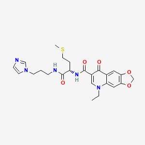 5-ethyl-N-[(2S)-1-{[3-(1H-imidazol-1-yl)propyl]amino}-4-(methylsulfanyl)-1-oxobutan-2-yl]-8-oxo-5,8-dihydro[1,3]dioxolo[4,5-g]quinoline-7-carboxamide