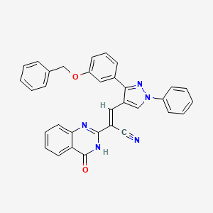 molecular formula C33H23N5O2 B12639766 (E)-2-(4-oxo-3H-quinazolin-2-yl)-3-[1-phenyl-3-(3-phenylmethoxyphenyl)pyrazol-4-yl]prop-2-enenitrile 