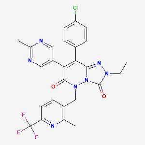 molecular formula C26H21ClF3N7O2 B12639944 1,2,4-Triazolo[4,3-b]pyridazine-3,6(2H,5H)-dione, 8-(4-chlorophenyl)-2-ethyl-7-(2-methyl-5-pyrimidinyl)-5-[[2-methyl-6-(trifluoromethyl)-3-pyridinyl]methyl]- 