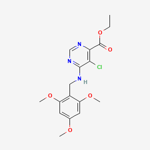 4-Pyrimidinecarboxylic acid, 5-chloro-6-[[(2,4,6-trimethoxyphenyl)methyl]amino]-, ethyl ester