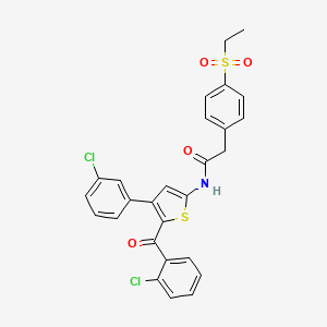 N-[5-(2-chlorobenzoyl)-4-(3-chlorophenyl)thiophen-2-yl]-2-(4-ethylsulfonylphenyl)acetamide