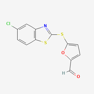 molecular formula C12H6ClNO2S2 B12640165 5-[(5-Chloro-1,3-benzothiazol-2-yl)sulfanyl]furan-2-carbaldehyde CAS No. 920536-30-7