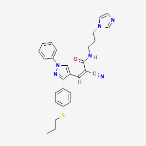 (2Z)-2-cyano-N-[3-(1H-imidazol-1-yl)propyl]-3-{1-phenyl-3-[4-(propylsulfanyl)phenyl]-1H-pyrazol-4-yl}prop-2-enamide