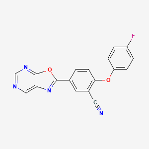 2-(4-Fluorophenoxy)-5-([1,3]oxazolo[5,4-d]pyrimidin-2-yl)benzonitrile