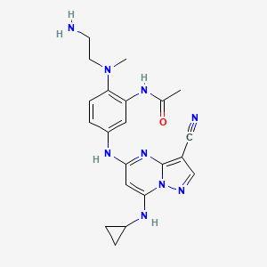 molecular formula C21H25N9O B12640460 Acetamide, N-[2-[(2-aminoethyl)methylamino]-5-[[3-cyano-7-(cyclopropylamino)pyrazolo[1,5-a]pyrimidin-5-yl]amino]phenyl]- 