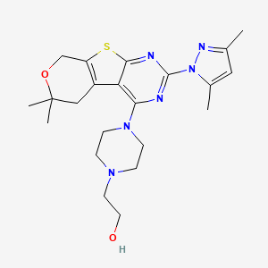 2-[4-[5-(3,5-Dimethylpyrazol-1-yl)-12,12-dimethyl-11-oxa-8-thia-4,6-diazatricyclo[7.4.0.02,7]trideca-1(9),2,4,6-tetraen-3-yl]piperazin-1-yl]ethanol