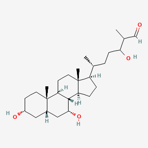 molecular formula C27H46O4 B1264063 3alpha,7alpha,24-Trihydroxy-5beta-cholestan-26-al 