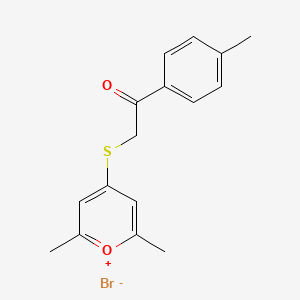 B12641047 2,6-Dimethyl-4-[[(4-methylbenzoyl)methyl]thio]pyrylium bromide CAS No. 5330-68-7