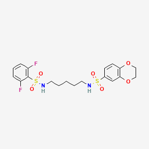 molecular formula C19H22F2N2O6S2 B1264108 N-[5-[(2,6-difluorophenyl)sulfonylamino]pentyl]-2,3-dihydro-1,4-benzodioxin-6-sulfonamide 