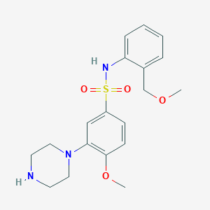 molecular formula C19H25N3O4S B12641199 Benzenesulfonamide, 4-methoxy-N-[2-(methoxymethyl)phenyl]-3-(1-piperazinyl)- 