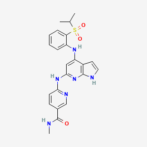 molecular formula C23H24N6O3S B1264141 N-methyl-6-[[4-(2-propan-2-ylsulfonylanilino)-1H-pyrrolo[2,3-b]pyridin-6-yl]amino]-3-pyridinecarboxamide 