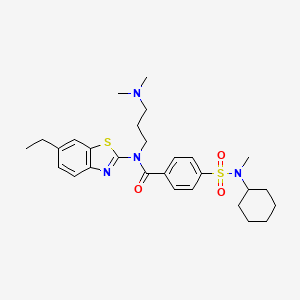 4-[cyclohexyl(methyl)sulfamoyl]-N-[3-(dimethylamino)propyl]-N-(6-ethyl-1,3-benzothiazol-2-yl)benzamide
