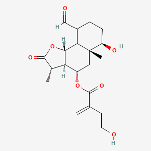 molecular formula C20H28O7 B1264180 [(3S,3aR,4S,5aR,6R,9S,9bR)-9-formyl-6-hydroxy-3,5a-dimethyl-2-oxo-3,3a,4,5,6,7,8,9,9a,9b-decahydrobenzo[g][1]benzofuran-4-yl] 4-hydroxy-2-methylidenebutanoate 