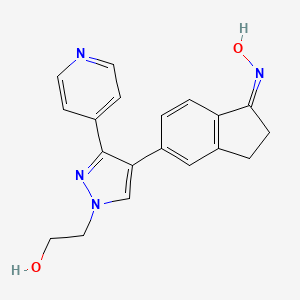 molecular formula C19H18N4O2 B1264202 2-[4-[(1Z)-1-Hydroxyimino-2,3-dihydroinden-5-yl]-3-pyridin-4-ylpyrazol-1-yl]ethanol 