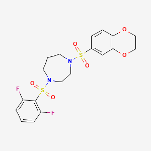 molecular formula C19H20F2N2O6S2 B1264230 1-(2,6-Difluorophenyl)sulfonyl-4-(2,3-dihydro-1,4-benzodioxin-6-ylsulfonyl)-1,4-diazepane 