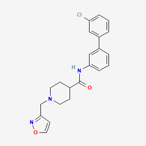 molecular formula C22H22ClN3O2 B1264246 N-[3-(3-chlorophenyl)phenyl]-1-(3-isoxazolylmethyl)-4-piperidinecarboxamide 