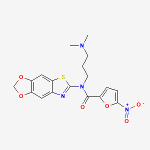 molecular formula C18H18N4O6S B1264249 N-[3-(dimethylamino)propyl]-N-([1,3]dioxolo[4,5-f][1,3]benzothiazol-6-yl)-5-nitro-2-furancarboxamide 