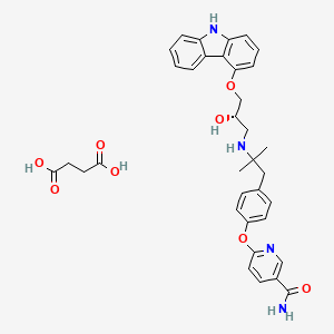 butanedioic acid;6-[4-[2-[[(2S)-3-(9H-carbazol-4-yloxy)-2-hydroxypropyl]amino]-2-methylpropyl]phenoxy]pyridine-3-carboxamide