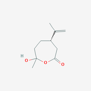 molecular formula C10H16O3 B1264298 (4S)-7-羟基-4-异丙烯基-7-甲基氧杂环庚-2-酮 