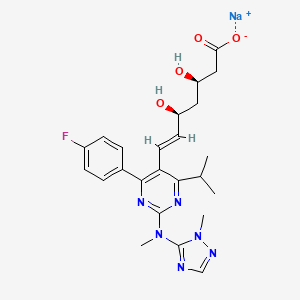 molecular formula C24H28FN6NaO4 B1264333 sodium;(E,3R,5S)-7-[4-(4-fluorophenyl)-2-[methyl-(2-methyl-1,2,4-triazol-3-yl)amino]-6-propan-2-ylpyrimidin-5-yl]-3,5-dihydroxyhept-6-enoate 