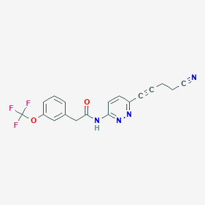 molecular formula C18H13F3N4O2 B12643772 Benzeneacetamide, N-[6-(4-cyano-1-butyn-1-yl)-3-pyridazinyl]-3-(trifluoromethoxy)- 