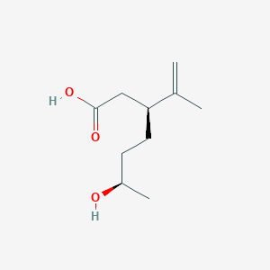 molecular formula C10H18O3 B1264378 (3S,6R)-6-hydroxy-3-isopropenylheptanoic acid 