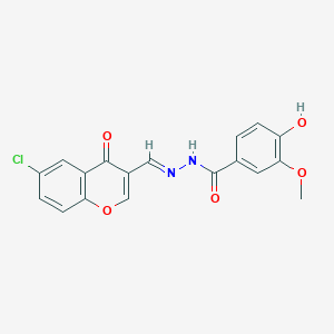 molecular formula C18H13ClN2O5 B1264381 N'-[(E)-(6-chloro-4-oxo-4H-chromen-3-yl)methylidene]-4-hydroxy-3-methoxybenzohydrazide 