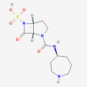 molecular formula C12H20N4O5S B1264392 (1S,5R)-2-((S)-azepan-4-ylcarbamoyl)-7-oxo-2,6-diazabicyclo[3.2.0]heptane-6-sulfonic acid 