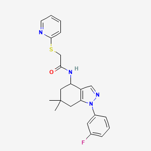 N-[1-(3-fluorophenyl)-6,6-dimethyl-5,7-dihydro-4H-indazol-4-yl]-2-(2-pyridinylthio)acetamide