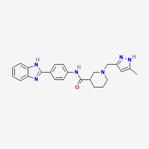 molecular formula C24H26N6O B1264397 N-[4-(1H-benzimidazol-2-yl)phenyl]-1-[(5-methyl-1H-pyrazol-3-yl)methyl]-3-piperidinecarboxamide 