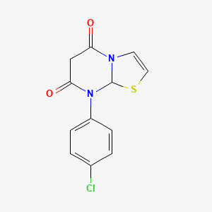 molecular formula C12H9ClN2O2S B1264405 8-(4-Chlorophenyl)-8,8a-dihydro-5H-[1,3]thiazolo[3,2-a]pyrimidine-5,7(6H)-dione 