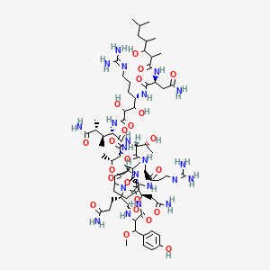 (2R,3S,4S)-4-[[(4S)-4-[[(2S)-4-amino-2-[(3-hydroxy-2,4,6-trimethylheptanoyl)amino]-4-oxobutanoyl]amino]-7-(diaminomethylideneamino)-2,3-dihydroxyheptanoyl]amino]-N'-[(3R,9S,12S,15R,18R,21R,22R,25S)-3-(2-amino-2-oxoethyl)-9-(3-amino-3-oxopropyl)-15-[3-(diaminomethylideneamino)propyl]-18-[(1R)-1-hydroxyethyl]-6-[(4-hydroxyphenyl)-methoxymethyl]-10,22-dimethyl-12-(2-methylpropyl)-2,5,8,11,14,17,20,24-octaoxo-23-oxa-1,4,7,10,13,16,19-heptazabicyclo[23.4.0]nonacosan-21-yl]-2,3-dimethylpentanediamide