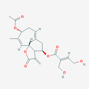 molecular formula C22H28O8 B1264447 [(4R,6E,9R,10Z,11aR)-9-acetyloxy-6,10-dimethyl-3-methylidene-2-oxo-3a,4,5,8,9,11a-hexahydrocyclodeca[b]furan-4-yl] (E)-4-hydroxy-2-(hydroxymethyl)but-2-enoate 