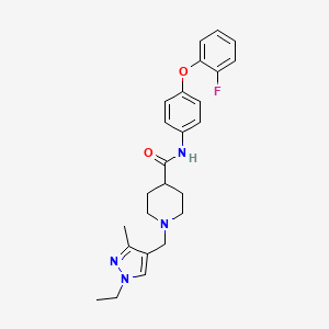 molecular formula C25H29FN4O2 B1264512 1-[(1-ethyl-3-methyl-4-pyrazolyl)methyl]-N-[4-(2-fluorophenoxy)phenyl]-4-piperidinecarboxamide 