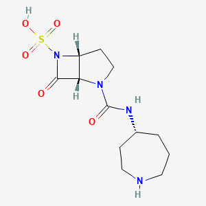 molecular formula C12H20N4O5S B1264520 (1S,5R)-2-((R)-azepan-4-ylcarbamoyl)-7-oxo-2,6-diazabicyclo[3.2.0]heptane-6-sulfonic acid CAS No. 1017574-88-7